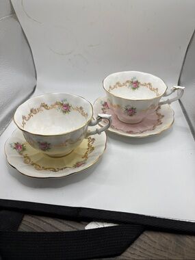 2 Vintage Royal Albert Teacup w Saucer Invitation Series